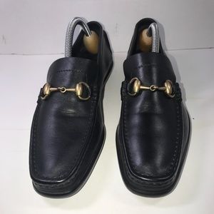 WOMANS GUCCI BLACK LEATHER HORSE-BIT LOAFER